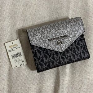 Michael Kors Jet Set Charm Medium Envelope Trifold Black Multi Wallet (NWT)